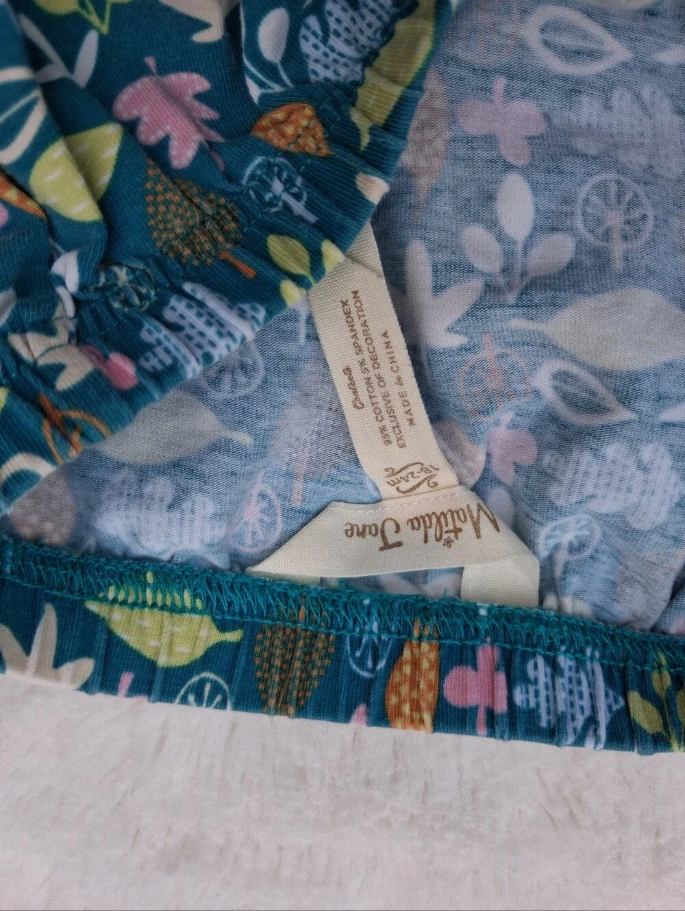 Matilda Jane Teal Floral Leaf Ruffle Diaper Cover Size 18-24m